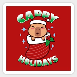 Cappy Holidays Cute Funny Kawaii Christmas Capybara Xmas Greeting Sticker